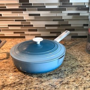 Rae Dunn 8 QT deep frying pan w/ lid and marble looking handle ( Sauté)